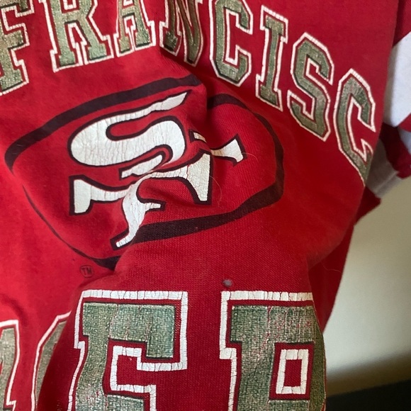 Vintage San Francisco 49ers Logo 7 Shirt Fit M/L Cropped Football Tee - Picture 4 of 9